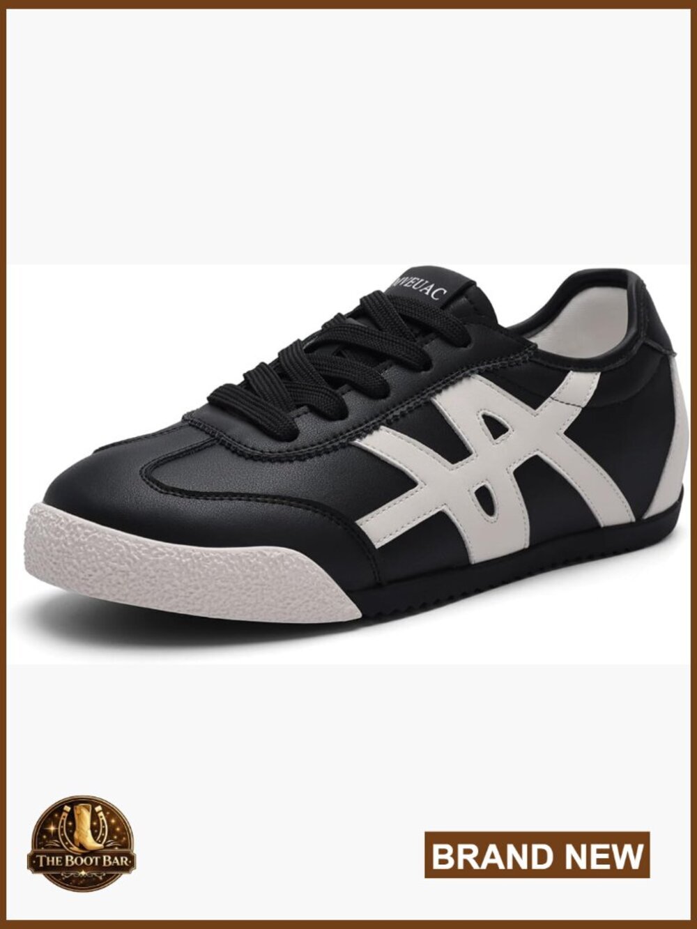 Breathable Cowhide Leather Lace-Up Sneakers - Memory Foam Non-Slip Walking Shoes